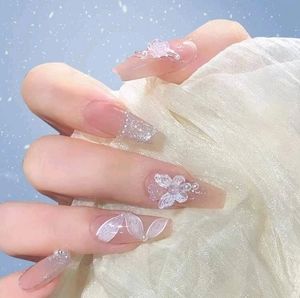 40% off 24pcs Coffin 3D Butterfly Decor press on  Nail & 1sheet Tape